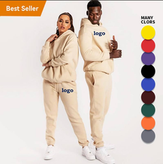 High Quality 100% Cotton Custom Printing Jogging Track Sweat Suit Unisex Men Jogger Sweatsuit Tracksuit Sweatpants Hoodie Set