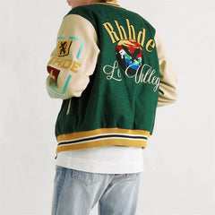 Custom chenille embroidery leather sleeve baseball letterman varsity jacket for men