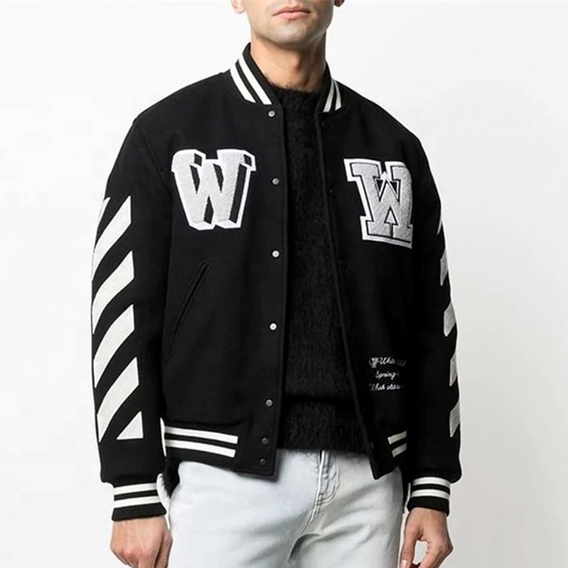 OEM custom casual wool blend chenille embroidery baseball letterman bomber varsity jacket for men