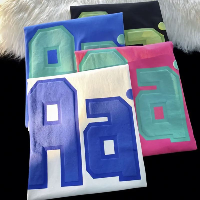 Wholesale Custom Logo 3D Puff Print plain graphic oversized t shirt Foam Screen Printing men's t-shirts