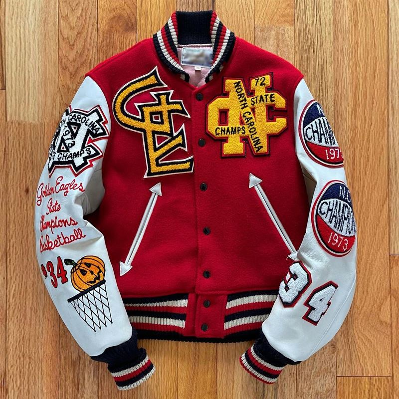 Wholesale Custom Logo Leather Sleeves Embroidery Black Couple College Baseball Men's Jacket Letterman crop Varsity Jacket