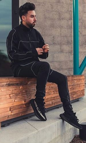 2023 Couple Streetwear Two Piece Pants Tracksuit Set Sew Custom Logo Reflective Mens Tracksuit