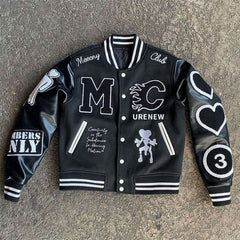 OEM Custom Motorcycle Baseball Letterman Varsity Jacket Oem Custom Coat Embroidery Logo Pu Leather Bomber Varsity Jacket For Men