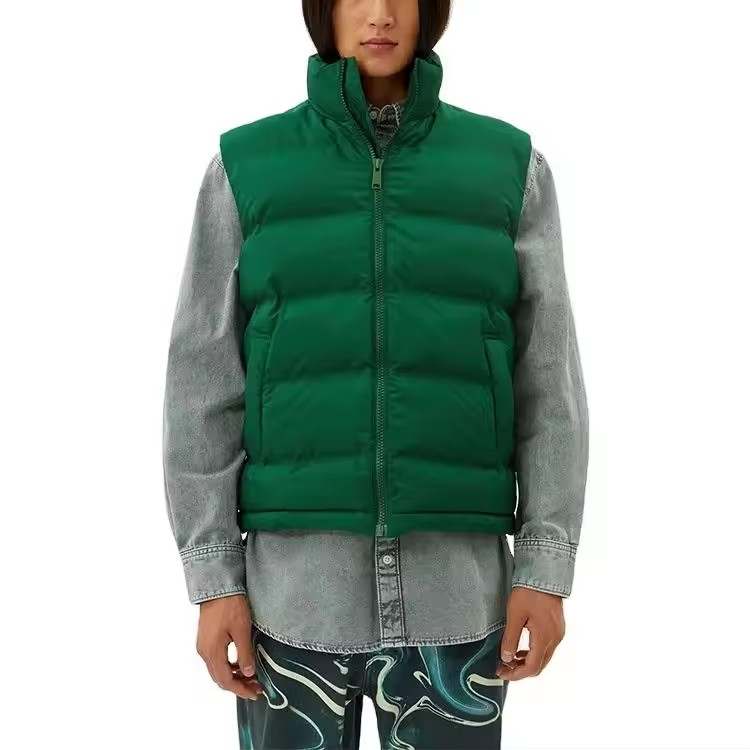 Men's custom polyester puffer vest padded for winter with front zipper