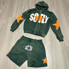 Custom hoodies and sweatpants and acid wash hoodie and shorts tracksuit set men hoodie and joggers sweat pants sets unisex