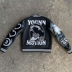 OEM Custom Motorcycle Baseball Letterman Varsity Jacket Oem Custom Coat Embroidery Logo Pu Leather Bomber Varsity Jacket For Men