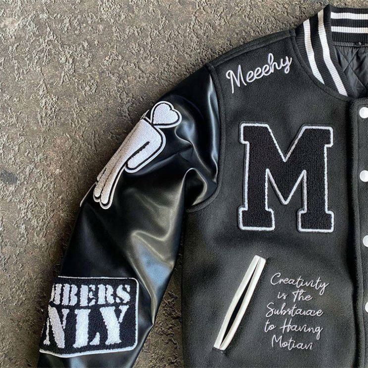 OEM Custom Motorcycle Baseball Letterman Varsity Jacket Oem Custom Coat Embroidery Logo Pu Leather Bomber Varsity Jacket For Men