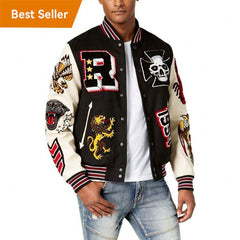 High Quality Custom Street Wear Logo Patch Baseball Jacket Trucker Letterman Base Ball Leather Varcity Varsity Jacket For Men