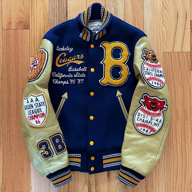 OEM Custom Logo Embroidery Bomber Jackets Leather Sleeves Retro Letterman Baseball Varsity Jacket For Men