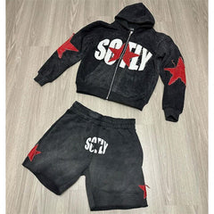 Custom hoodies and sweatpants and acid wash hoodie and shorts tracksuit set men hoodie and joggers sweat pants sets unisex