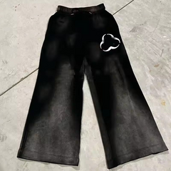 Manufacturer Oversized Acid Washed Sweatpants Rhinestone Pants Jogger Cut And Sew Flared Sweat Pants Men