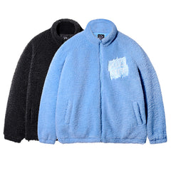 Wholesale Outdoor Clothing Mens Custom Logo Sherpa Jacquard Fleece Jacket