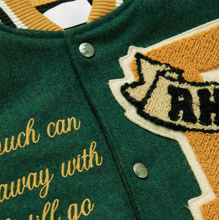 Custom chenille embroidery leather sleeve baseball letterman varsity jacket for men