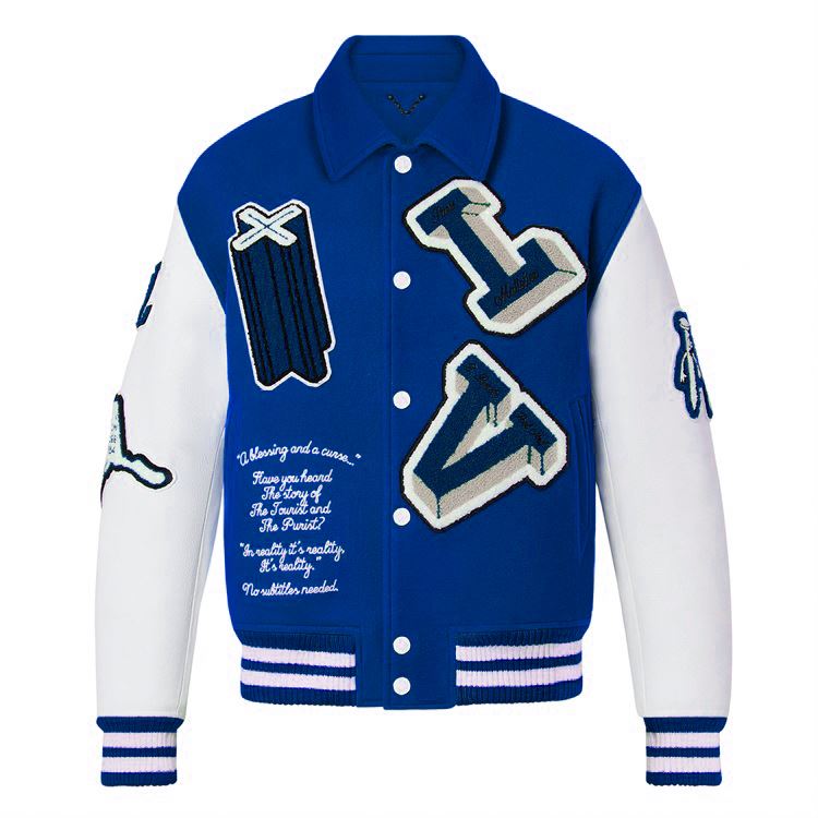 OEM custom wool patch chenille embroidery leather sleeve vintage letterman varsity bomber jacket for men