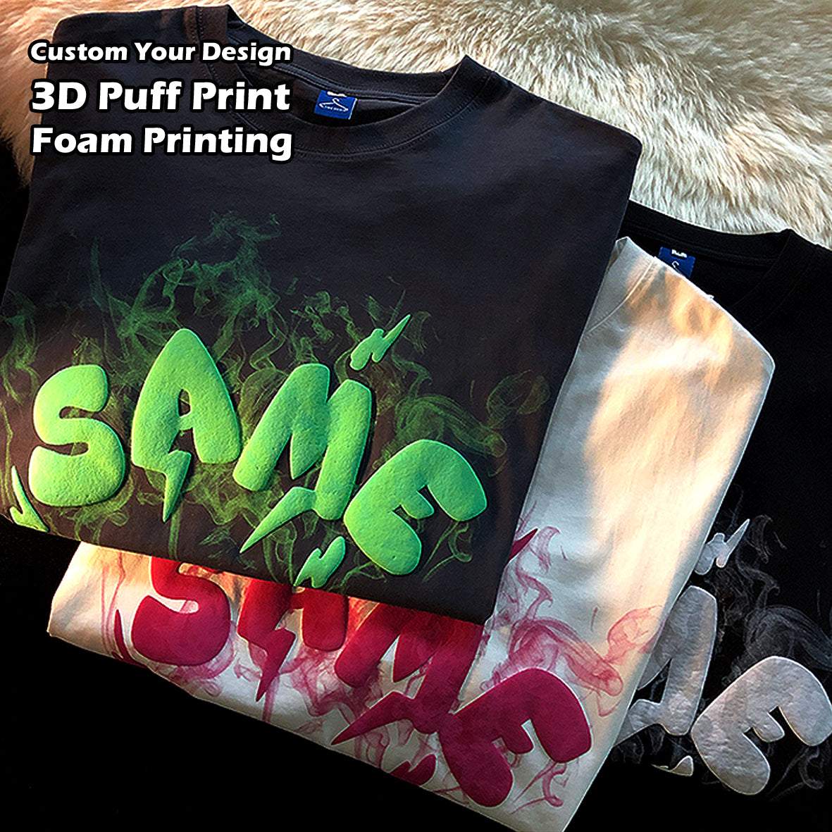 High Quality 100% Cotton Oem Your Brand Tshirt Custom 3D Foam Puff Print Logo Unisex Short Sleeve Men's Plus Size Tee T-shirts