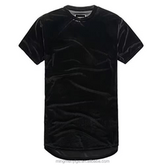 Mens Plain Hip Hop Long Tail Line Extended Velvet Velour T shirts