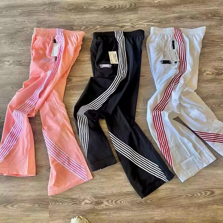 Custom design OEM men Straight Leg Ribbon running man track pants