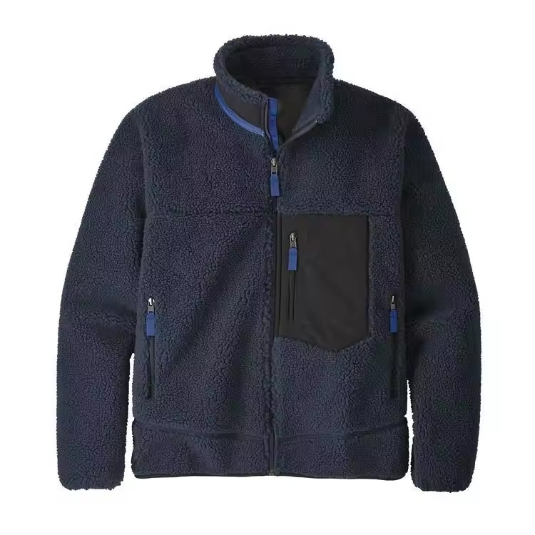 Custom Wholesale Polar Fleece Plush Zip Up Thicken Coat Embroidery Plus Size Men's Unisex Winter Cardigan Sherpa Fleece Jacket