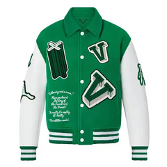 OEM custom chain chenille patch embroidery leather sleeve vintage baseball letterman varsity jacket for men