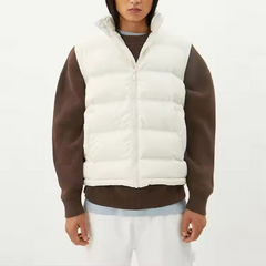 Men's custom polyester puffer vest padded for winter with front zipper