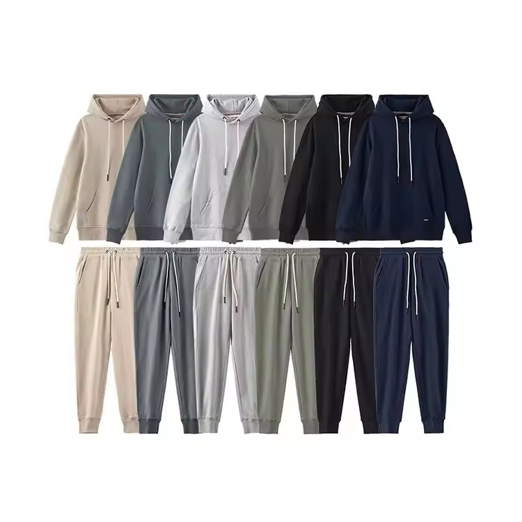 Wholesale 2024 Fashion Trend Slim Fit Sweatsuits Men Cotton Custom Logo Hoodie Jogging Sweat Suit Tracksuit