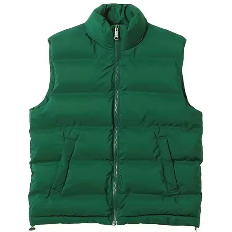 Men's custom polyester puffer vest padded for winter with front zipper