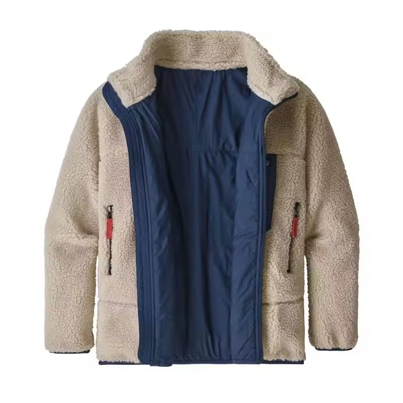 Custom Wholesale Polar Fleece Plush Zip Up Thicken Coat Embroidery Plus Size Men's Unisex Winter Cardigan Sherpa Fleece Jacket